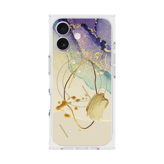 プレミアムスクエアケース with MagSafe［ Marble Nuance Painting Purple ］