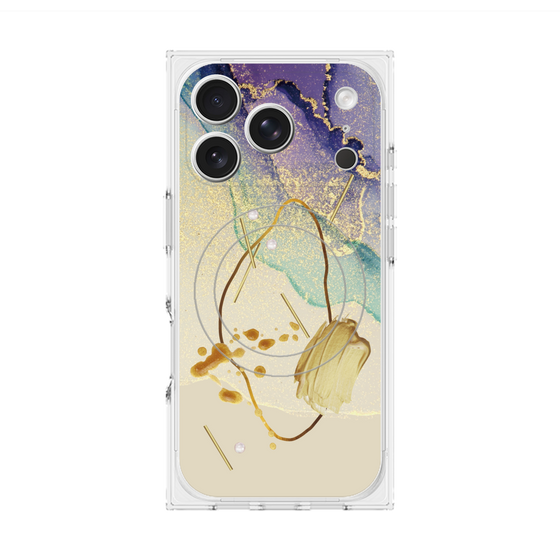 プレミアムスクエアケース with MagSafe［ Marble Nuance Painting Purple ］