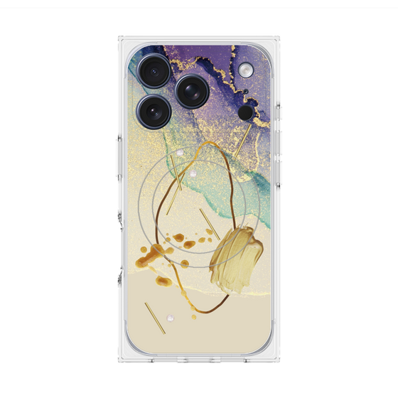 プレミアムスクエアケース with MagSafe［ Marble Nuance Painting Purple ］