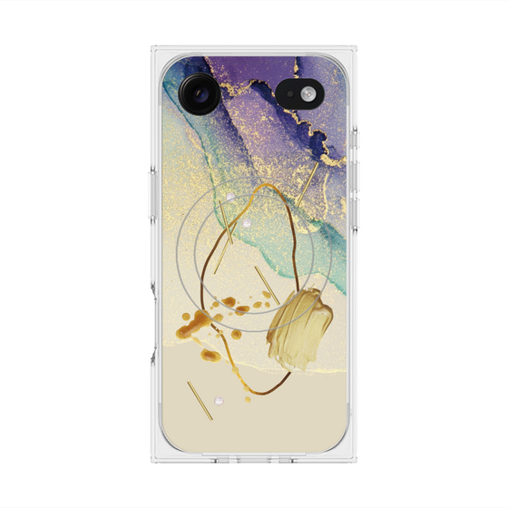 プレミアムスクエアケース with MagSafe［ Marble Nuance Painting Purple ］