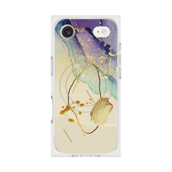 プレミアムスクエアケース with MagSafe［ Marble Nuance Painting Purple ］