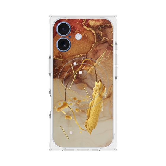 プレミアムスクエアケース with MagSafe［ Marble Nuance Painting Brown ］