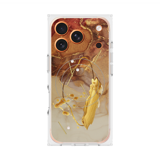 プレミアムスクエアケース with MagSafe［ Marble Nuance Painting Brown ］