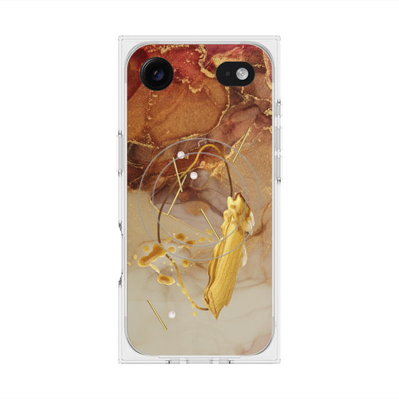 プレミアムスクエアケース with MagSafe［ Marble Nuance Painting Brown ］