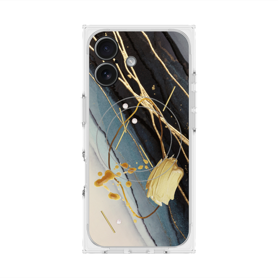 プレミアムスクエアケース with MagSafe［ Marble Nuance Painting Black ］