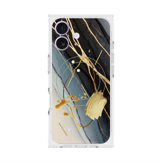 プレミアムスクエアケース with MagSafe［ Marble Nuance Painting Black ］