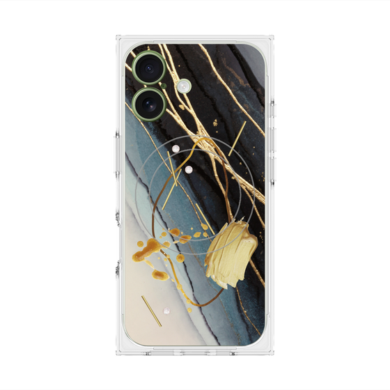 プレミアムスクエアケース with MagSafe［ Marble Nuance Painting Black ］
