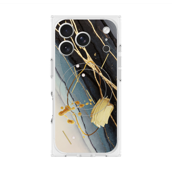 プレミアムスクエアケース with MagSafe［ Marble Nuance Painting Black ］