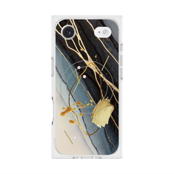 プレミアムスクエアケース with MagSafe［ Marble Nuance Painting Black ］