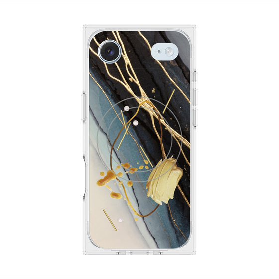 プレミアムスクエアケース with MagSafe［ Marble Nuance Painting Black ］