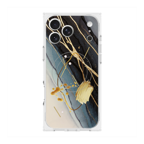 プレミアムスクエアケース with MagSafe［ Marble Nuance Painting Black ］