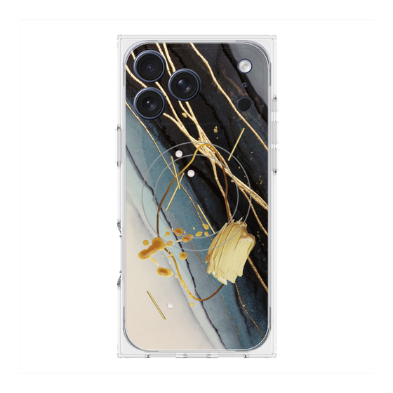 プレミアムスクエアケース with MagSafe［ Marble Nuance Painting Black ］