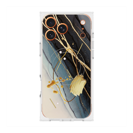 プレミアムスクエアケース with MagSafe［ Marble Nuance Painting Black ］