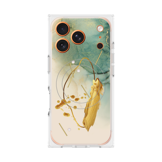 プレミアムスクエアケース with MagSafe［ Marble Nuance Painting Green ］