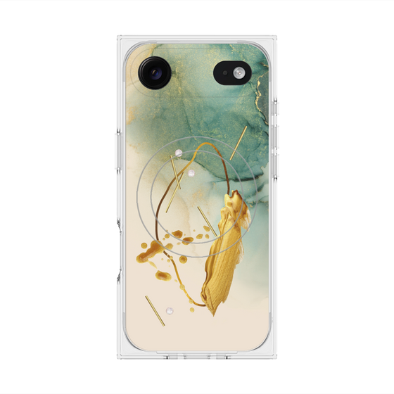 プレミアムスクエアケース with MagSafe［ Marble Nuance Painting Green ］