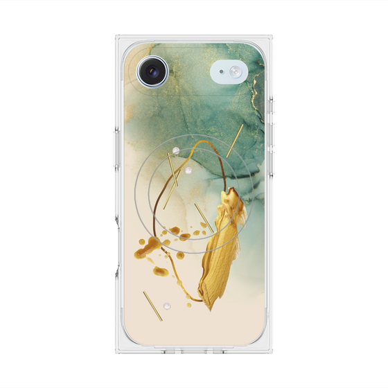 プレミアムスクエアケース with MagSafe［ Marble Nuance Painting Green ］