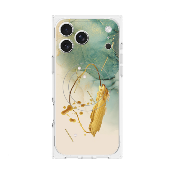 プレミアムスクエアケース with MagSafe［ Marble Nuance Painting Green ］