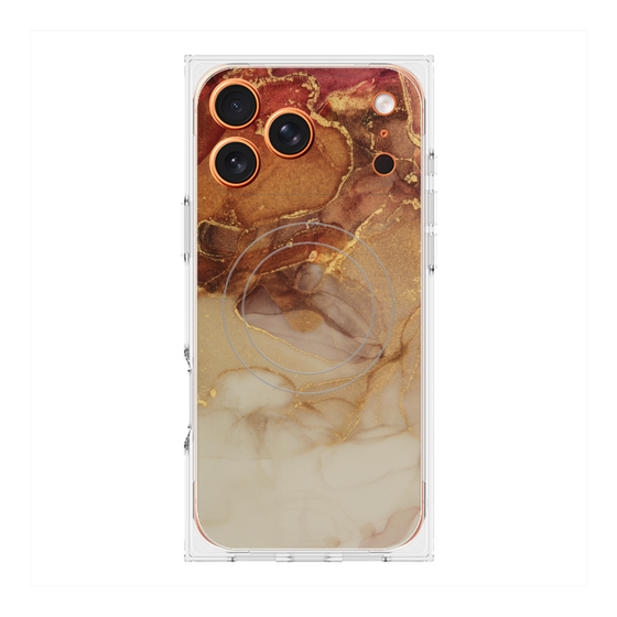 プレミアムスクエアケース with MagSafe［ Marble Brown ］