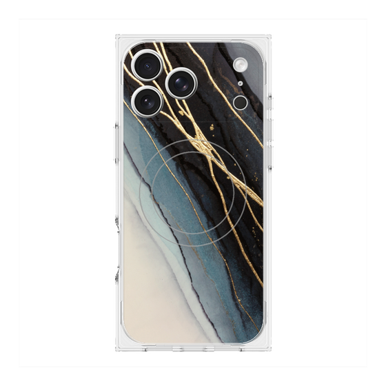 プレミアムスクエアケース with MagSafe［ Marble Black ］