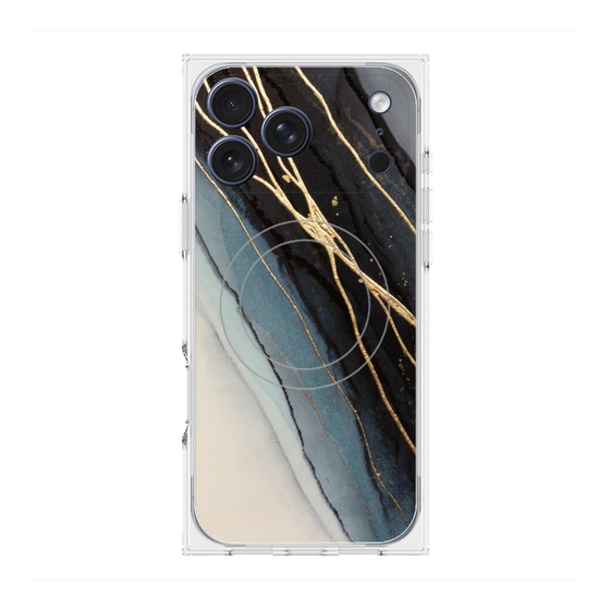 プレミアムスクエアケース with MagSafe［ Marble Black ］