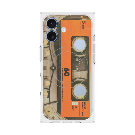 プレミアムスクエアケース with MagSafe［ RETORO CASSETTE TAPE - Skeleton Orange ］