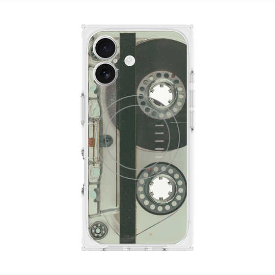 プレミアムスクエアケース with MagSafe［ RETORO CASSETTE TAPE - Skeleton Blue ］