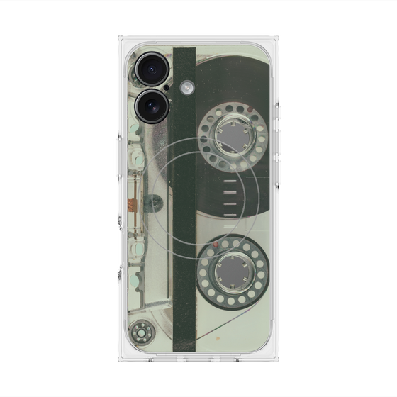 プレミアムスクエアケース with MagSafe［ RETORO CASSETTE TAPE - Skeleton Blue ］