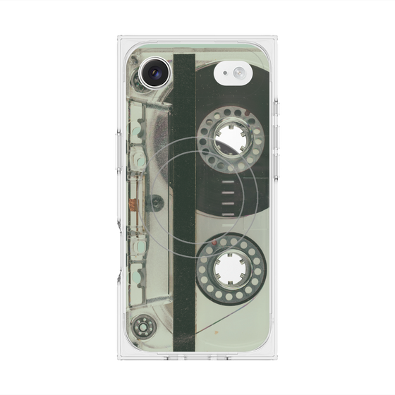 プレミアムスクエアケース with MagSafe［ RETORO CASSETTE TAPE - Skeleton Blue ］
