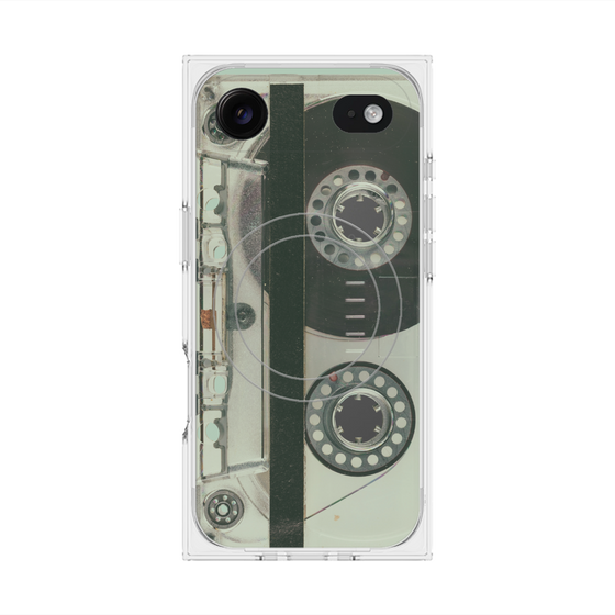 プレミアムスクエアケース with MagSafe［ RETORO CASSETTE TAPE - Skeleton Blue ］