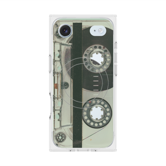プレミアムスクエアケース with MagSafe［ RETORO CASSETTE TAPE - Skeleton Blue ］