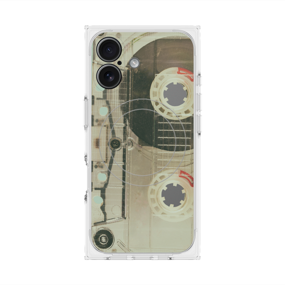 プレミアムスクエアケース with MagSafe［ RETORO CASSETTE TAPE - Skeleton Red ］