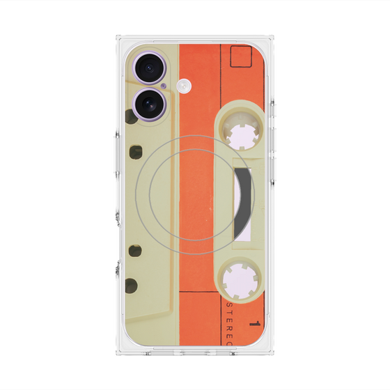 プレミアムスクエアケース with MagSafe［ RETORO CASSETTE TAPE - Opacity White ］