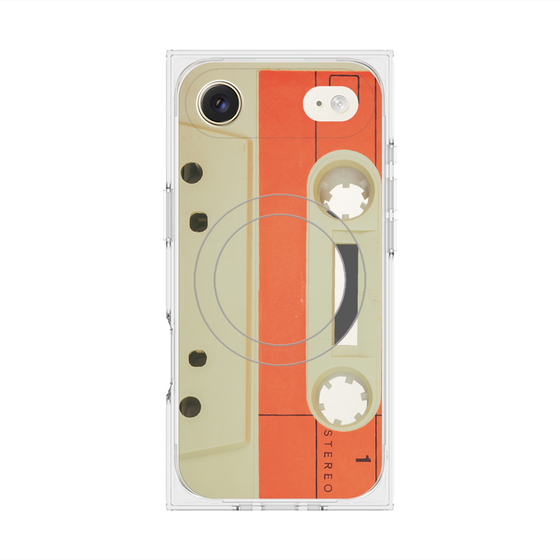 プレミアムスクエアケース with MagSafe［ RETORO CASSETTE TAPE - Opacity White ］