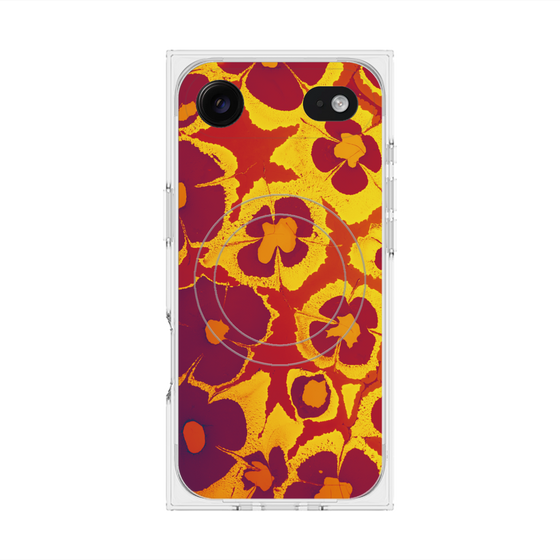 プレミアムスクエアケース with MagSafe［ y2k(Year2000) - Flower - Orange purple ］