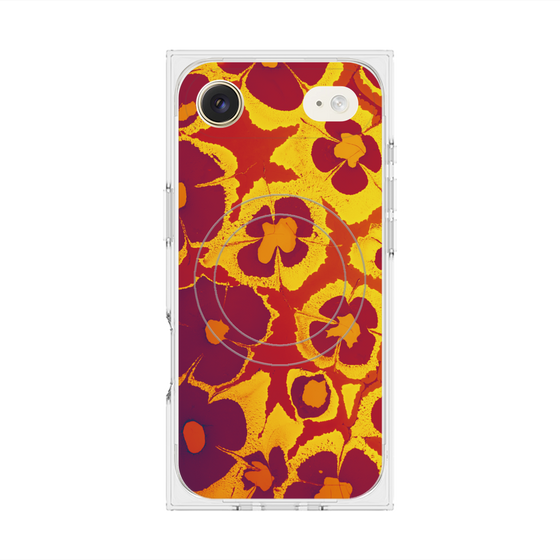 プレミアムスクエアケース with MagSafe［ y2k(Year2000) - Flower - Orange purple ］