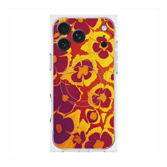 プレミアムスクエアケース with MagSafe［ y2k(Year2000) - Flower - Orange purple ］