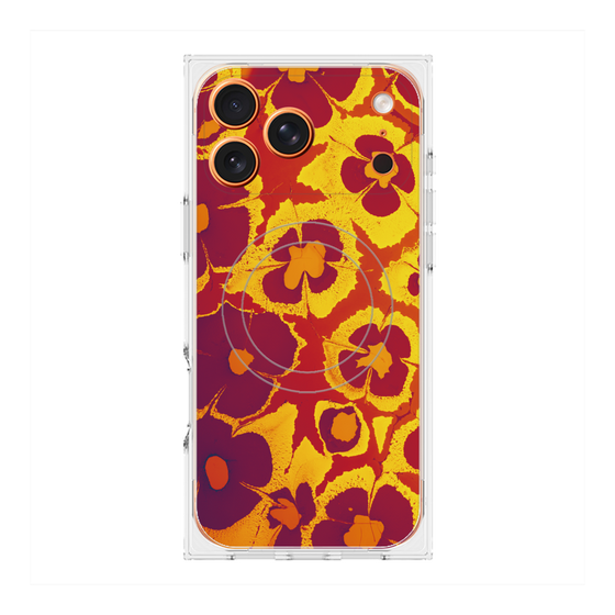 プレミアムスクエアケース with MagSafe［ y2k(Year2000) - Flower - Orange purple ］