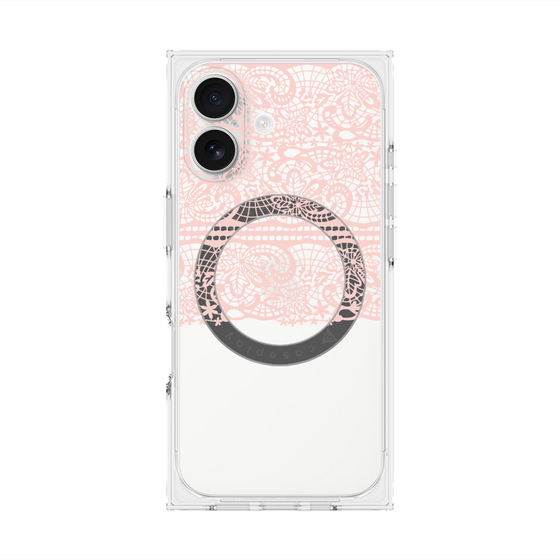 プレミアムスクエアケース with MagSafe［ LANVIN en Bleu - Lace - Pink ］
