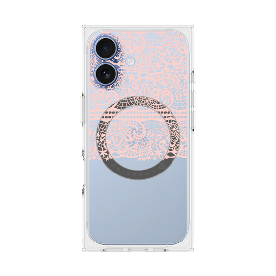 プレミアムスクエアケース with MagSafe［ LANVIN en Bleu - Lace - Pink ］