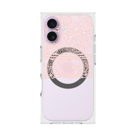 プレミアムスクエアケース with MagSafe［ LANVIN en Bleu - Lace - Pink ］