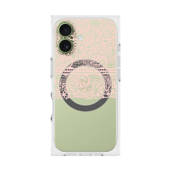プレミアムスクエアケース with MagSafe［ LANVIN en Bleu - Lace - Pink ］
