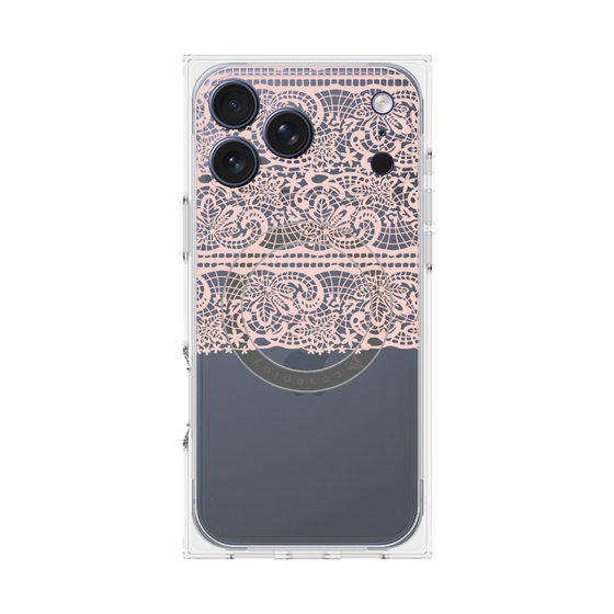プレミアムスクエアケース with MagSafe［ LANVIN en Bleu - Lace - Pink ］