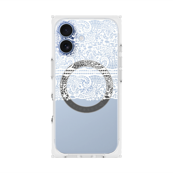 プレミアムスクエアケース with MagSafe［ LANVIN en Bleu - Lace - White ］
