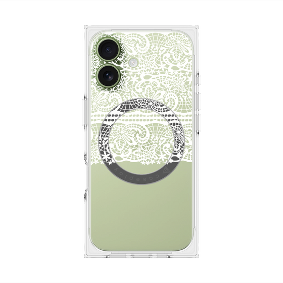 プレミアムスクエアケース with MagSafe［ LANVIN en Bleu - Lace - White ］