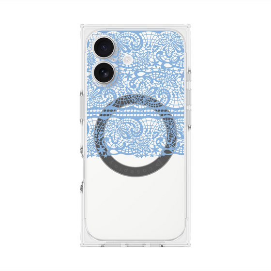 プレミアムスクエアケース with MagSafe［ LANVIN en Bleu - Lace - Blue ］