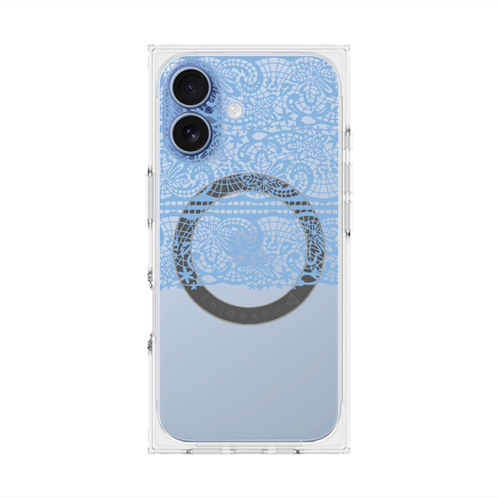 プレミアムスクエアケース with MagSafe［ LANVIN en Bleu - Lace - Blue ］