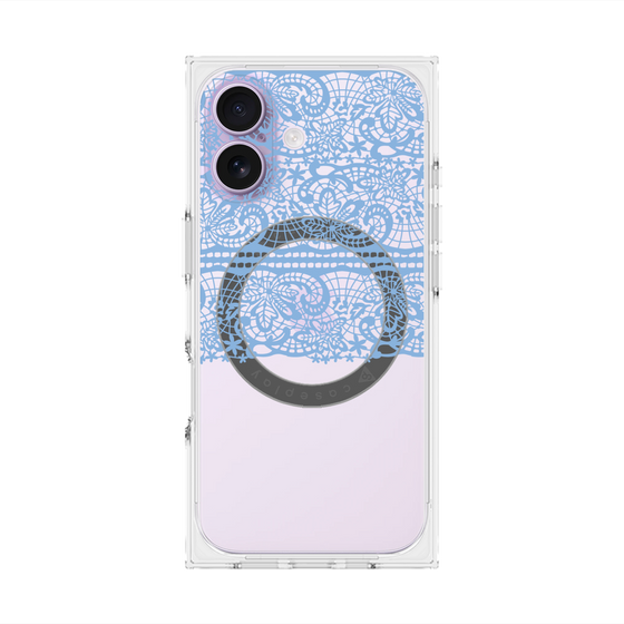 プレミアムスクエアケース with MagSafe［ LANVIN en Bleu - Lace - Blue ］