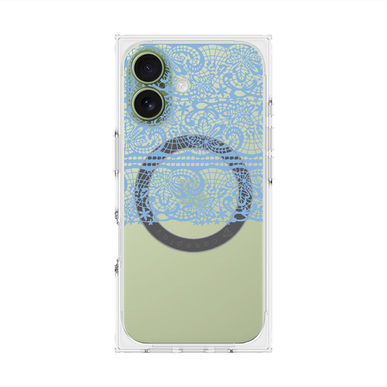 プレミアムスクエアケース with MagSafe［ LANVIN en Bleu - Lace - Blue ］