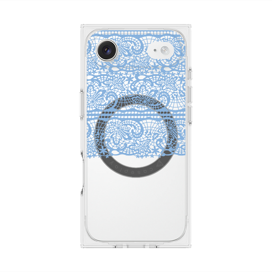 プレミアムスクエアケース with MagSafe［ LANVIN en Bleu - Lace - Blue ］