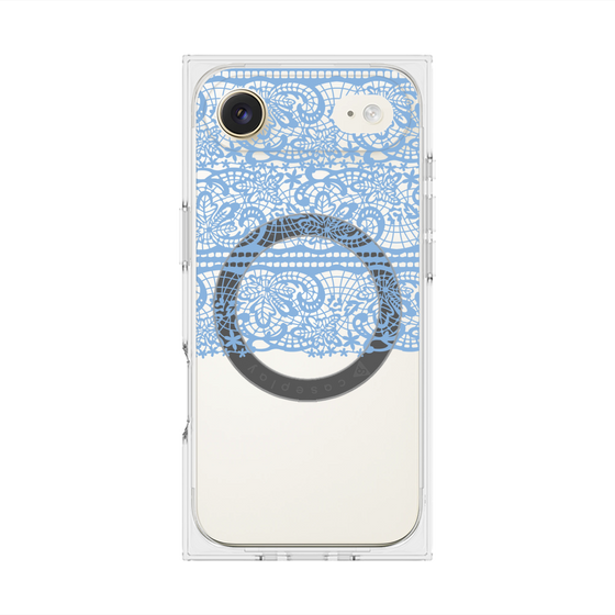 プレミアムスクエアケース with MagSafe［ LANVIN en Bleu - Lace - Blue ］